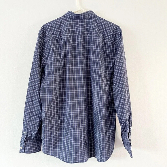Gap Mens Navy Window Pane Button Up Shirt Sz L Standard Fit Performance Cotton - Picture 10 of 12